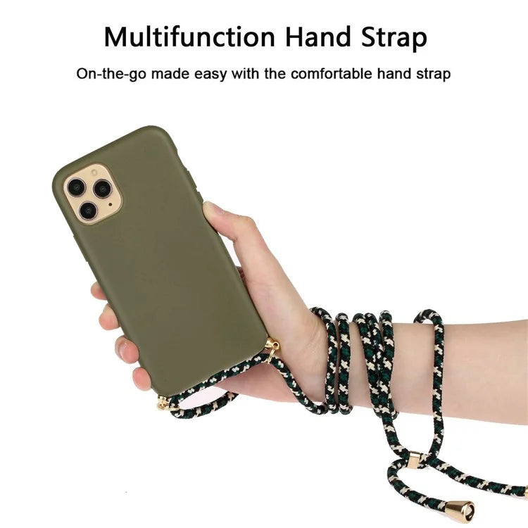 For iPhone 16 Pro Case with Lanyard Wheat Straw+TPU Phone Cover Biodegradable Recyclable