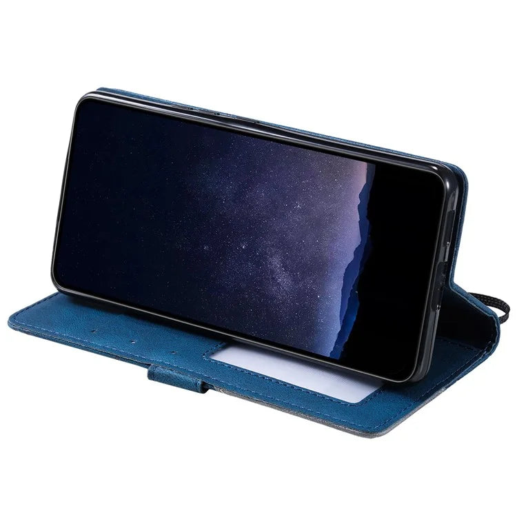 For iPhone 16 Plus Case Imprinted Lines PU Leather Splicing Wallet Phone Cover