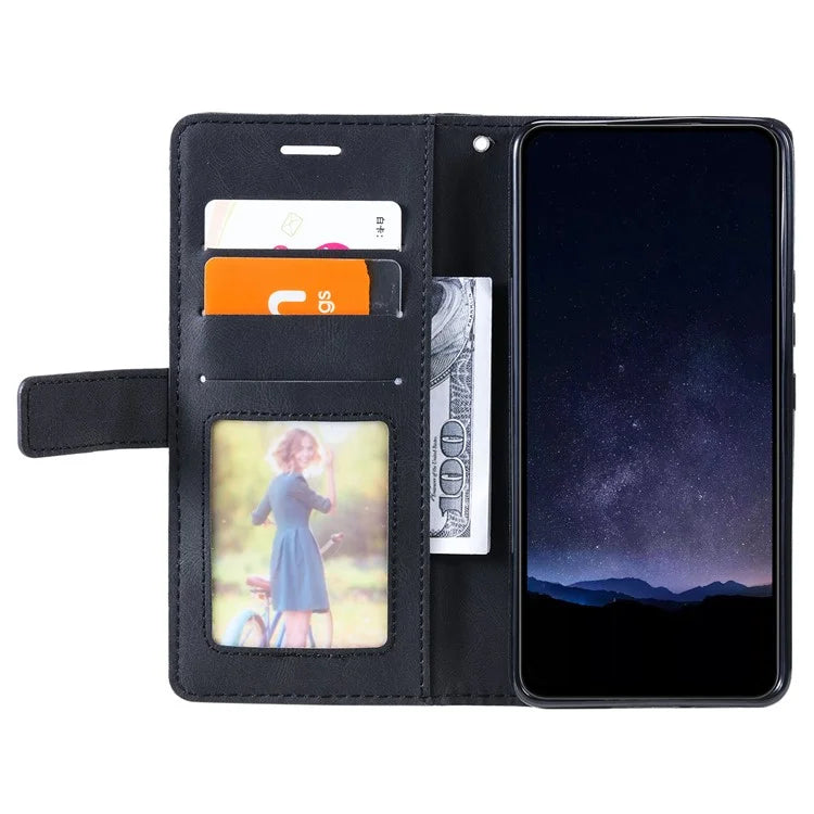 For iPhone 16 Plus Case Imprinted Lines PU Leather Splicing Wallet Phone Cover