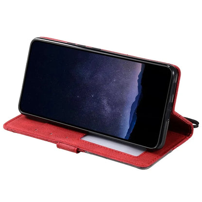 For iPhone 16 Case Imprinted Lines PU Leather Wallet Splicing Phone Cover