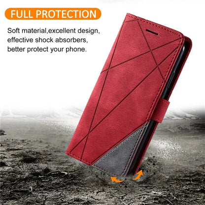 For iPhone 16 Case Imprinted Lines PU Leather Wallet Splicing Phone Cover