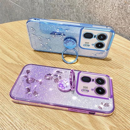 KADEM For Motorola Edge 50 Ultra 5G / Moto X50 Ultra 5G Case Flower Cute Glitter Design TPU Phone Cover Kickstand
