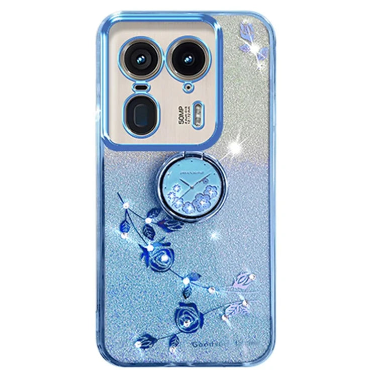 KADEM For Motorola Edge 50 Ultra 5G / Moto X50 Ultra 5G Case Flower Cute Glitter Design TPU Phone Cover Kickstand