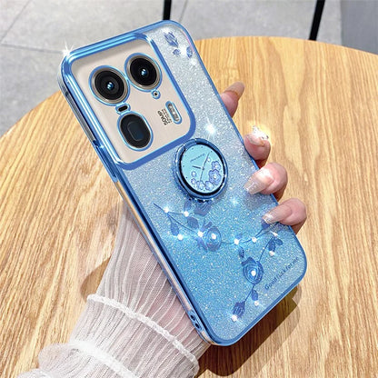 KADEM For Motorola Edge 50 Ultra 5G / Moto X50 Ultra 5G Case Flower Cute Glitter Design TPU Phone Cover Kickstand