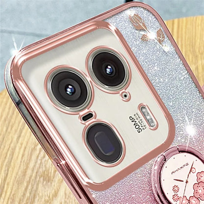 KADEM For Motorola Edge 50 Ultra 5G / Moto X50 Ultra 5G Case Flower Cute Glitter Design TPU Phone Cover Kickstand