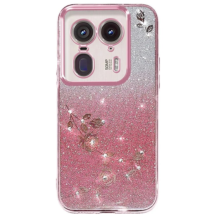 KADEM For Motorola Edge 50 Ultra 5G / Moto X50 Ultra 5G Case TPU Glitter Flower Phone Cover