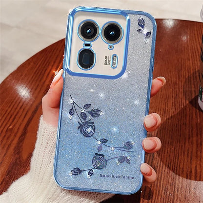 KADEM For Motorola Edge 50 Ultra 5G / Moto X50 Ultra 5G Case TPU Glitter Flower Phone Cover