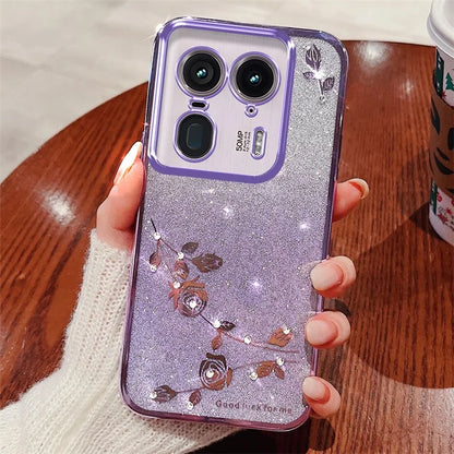 KADEM For Motorola Edge 50 Ultra 5G / Moto X50 Ultra 5G Case TPU Glitter Flower Phone Cover
