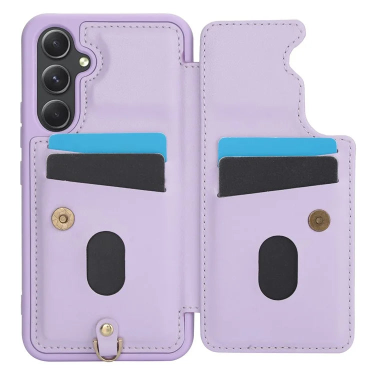 SY-001 For Samsung Galaxy A55 5G Case Leather+TPU Crossbody Phone Cover Card Slots