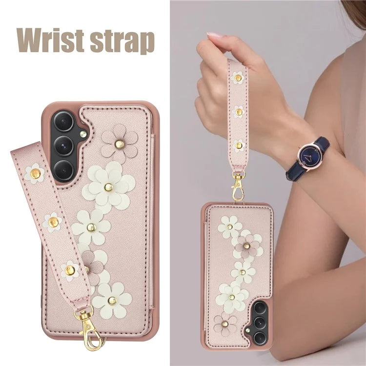SY-001 For Samsung Galaxy A55 5G Case Leather+TPU Crossbody Phone Cover Card Slots