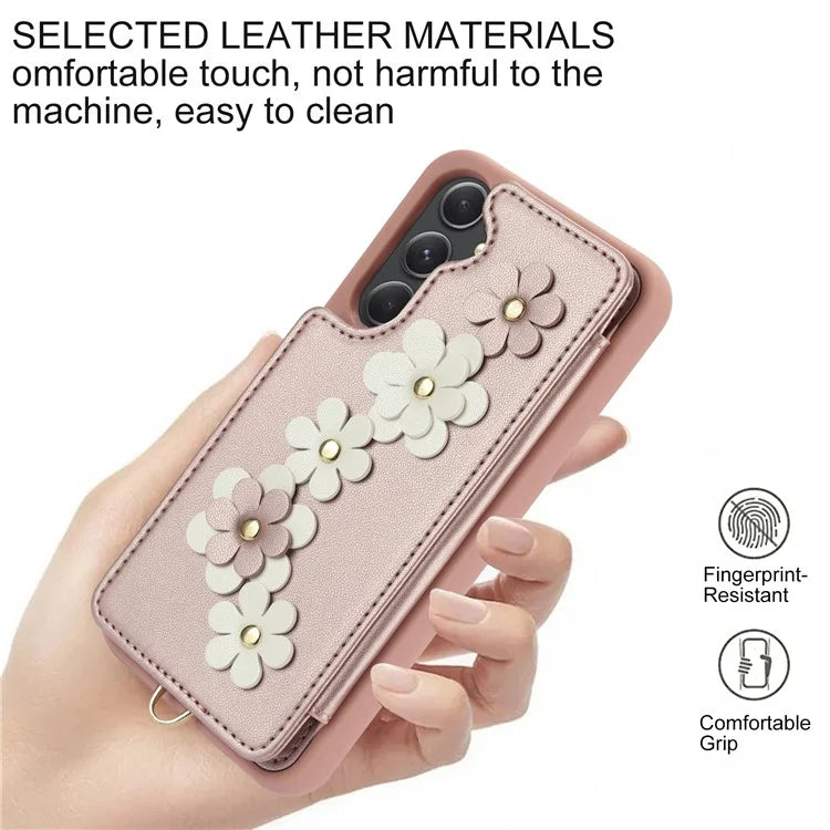 SY-001 For Samsung Galaxy A55 5G Case Leather+TPU Crossbody Phone Cover Card Slots
