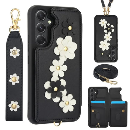 SY-001 For Samsung Galaxy A55 5G Case Leather+TPU Crossbody Phone Cover Card Slots