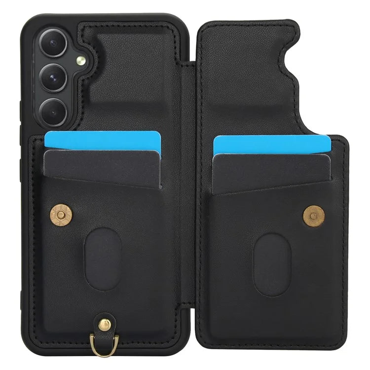 SY-001 For Samsung Galaxy A55 5G Case Leather+TPU Crossbody Phone Cover Card Slots