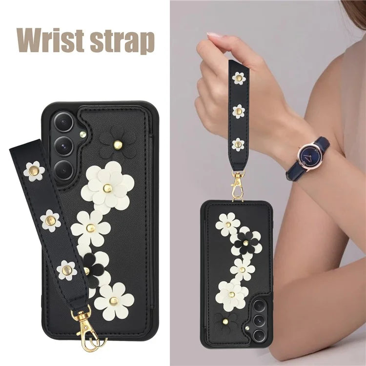 SY-001 For Samsung Galaxy A55 5G Case Leather+TPU Crossbody Phone Cover Card Slots