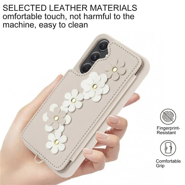 SY-001 For Samsung Galaxy A55 5G Case Leather+TPU Crossbody Phone Cover Card Slots