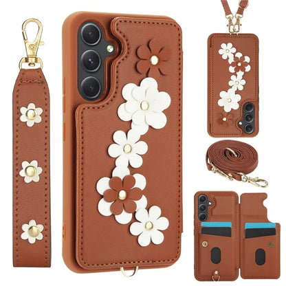 SY-001 For Samsung Galaxy A55 5G Case Leather+TPU Crossbody Phone Cover Card Slots