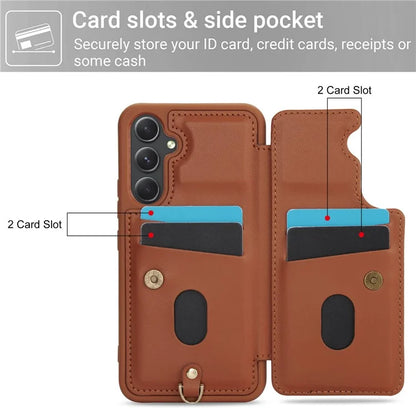 SY-001 For Samsung Galaxy A55 5G Case Leather+TPU Crossbody Phone Cover Card Slots