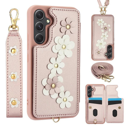 SY-001 For Samsung Galaxy A35 5G Case Card Holder Kickstand Leather Coated TPU Phone Cover