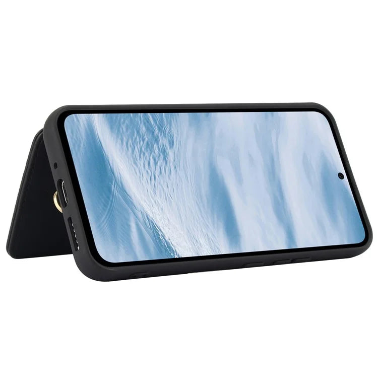 SY-001 For Samsung Galaxy A35 5G Case Card Holder Kickstand Leather Coated TPU Phone Cover