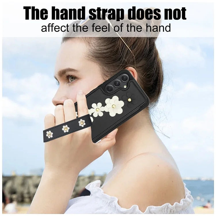 SY-001 For Samsung Galaxy A35 5G Case Card Holder Kickstand Leather Coated TPU Phone Cover