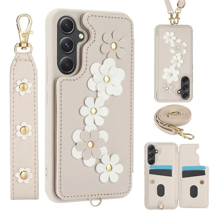 SY-001 For Samsung Galaxy A35 5G Case Card Holder Kickstand Leather Coated TPU Phone Cover