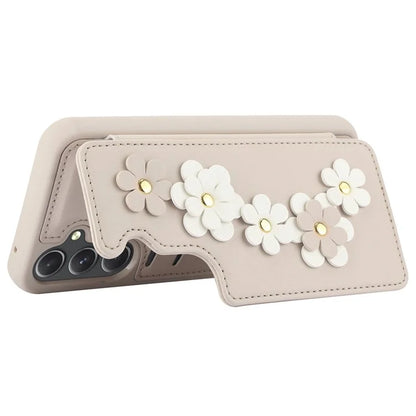 SY-001 For Samsung Galaxy A35 5G Case Card Holder Kickstand Leather Coated TPU Phone Cover