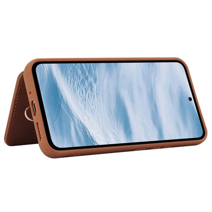 SY-001 For Samsung Galaxy A35 5G Case Card Holder Kickstand Leather Coated TPU Phone Cover