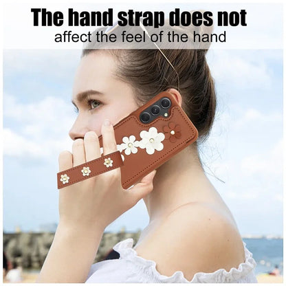 SY-001 For Samsung Galaxy A35 5G Case Card Holder Kickstand Leather Coated TPU Phone Cover
