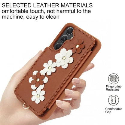 SY-001 For Samsung Galaxy A35 5G Case Card Holder Kickstand Leather Coated TPU Phone Cover