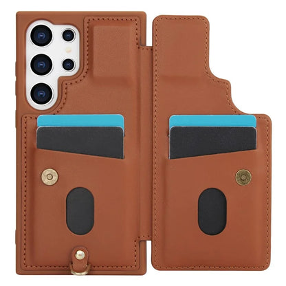 SY-001 For Samsung Galaxy S24 Ultra Case Kickstand Leather+TPU Crossbody Phone Cover