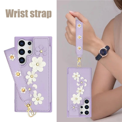 SY-001 For Samsung Galaxy S24 Ultra Case Kickstand Leather+TPU Crossbody Phone Cover
