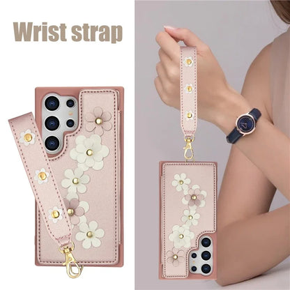 SY-001 For Samsung Galaxy S24 Ultra Case Kickstand Leather+TPU Crossbody Phone Cover