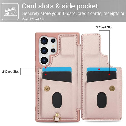 SY-001 For Samsung Galaxy S24 Ultra Case Kickstand Leather+TPU Crossbody Phone Cover
