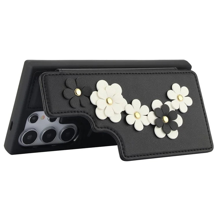 SY-001 For Samsung Galaxy S24 Ultra Case Kickstand Leather+TPU Crossbody Phone Cover