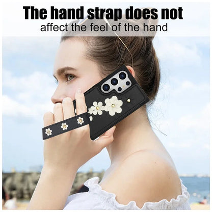 SY-001 For Samsung Galaxy S24 Ultra Case Kickstand Leather+TPU Crossbody Phone Cover