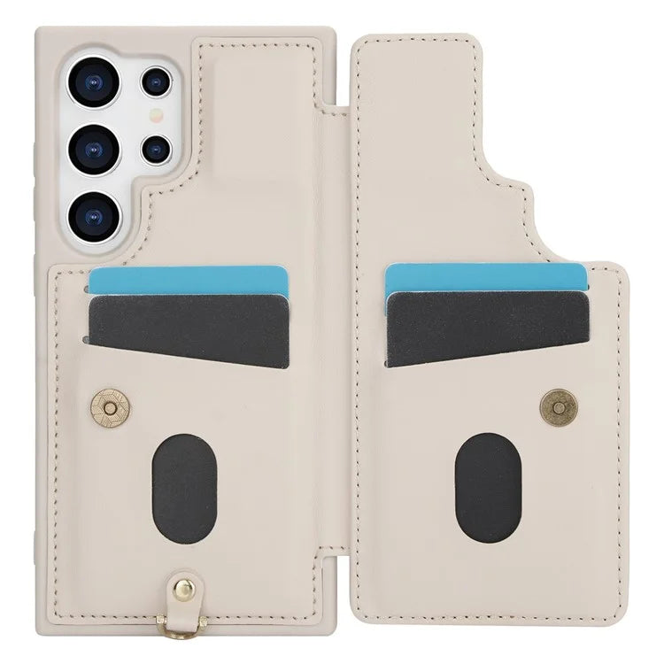 SY-001 For Samsung Galaxy S24 Ultra Case Kickstand Leather+TPU Crossbody Phone Cover