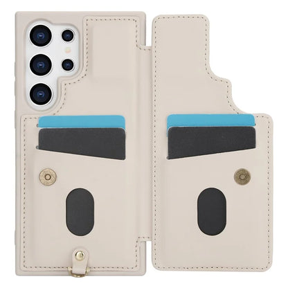 SY-001 For Samsung Galaxy S24 Ultra Case Kickstand Leather+TPU Crossbody Phone Cover