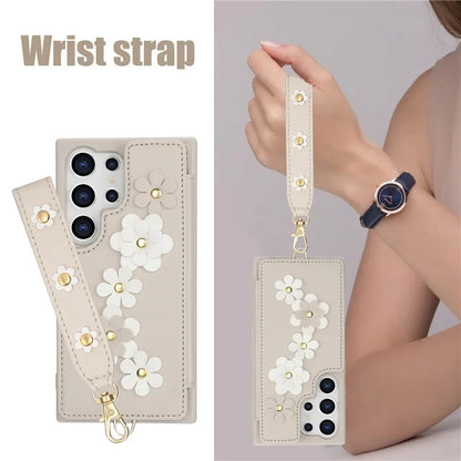 SY-001 For Samsung Galaxy S24 Ultra Case Kickstand Leather+TPU Crossbody Phone Cover