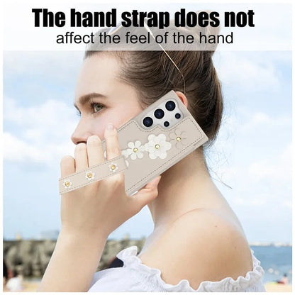 SY-001 For Samsung Galaxy S24 Ultra Case Kickstand Leather+TPU Crossbody Phone Cover
