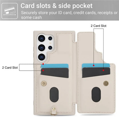 SY-001 For Samsung Galaxy S24 Ultra Case Kickstand Leather+TPU Crossbody Phone Cover