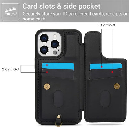 SY-001 For iPhone 15 Pro Max Case Leather Back Phone Cover with Hand Strap + Shoulder Strap