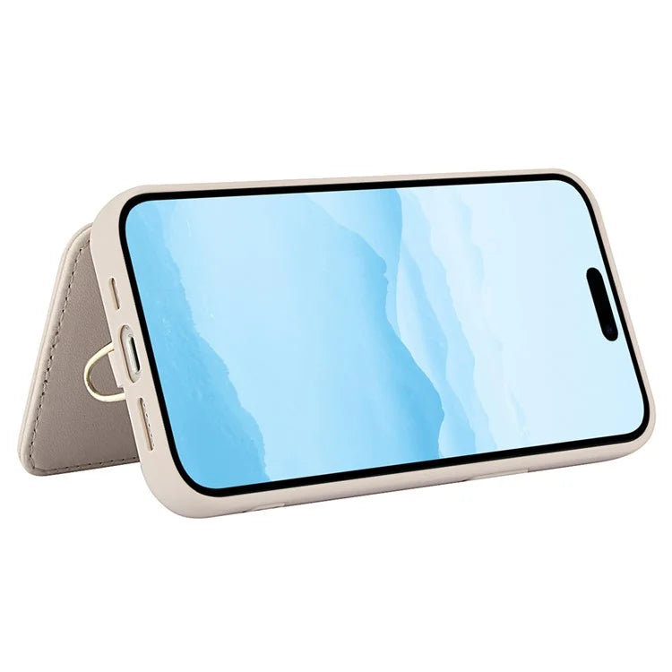 SY-001 For iPhone 15 Pro Max Case Leather Back Phone Cover with Hand Strap + Shoulder Strap