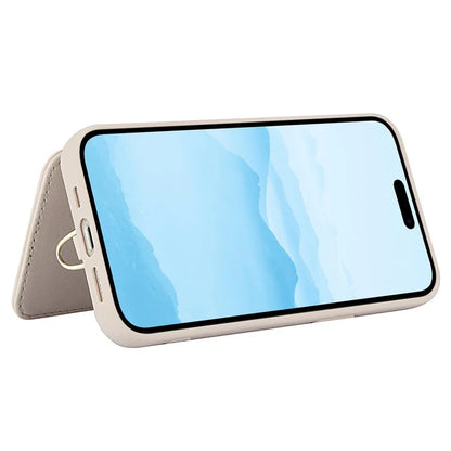 SY-001 For iPhone 15 Pro Max Case Leather Back Phone Cover with Hand Strap + Shoulder Strap