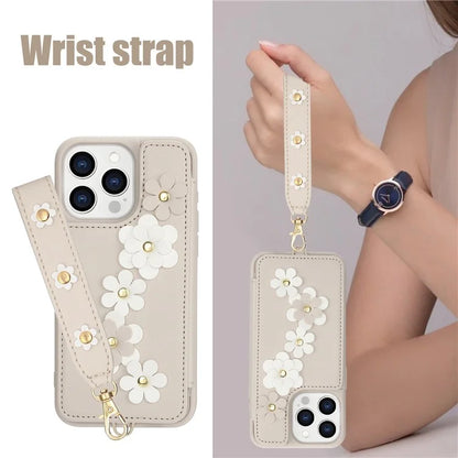 SY-001 For iPhone 15 Pro Max Case Leather Back Phone Cover with Hand Strap + Shoulder Strap