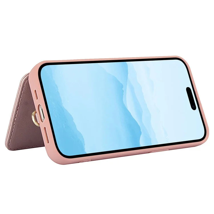 SY-001 For iPhone 15 Pro Max Case Leather Back Phone Cover with Hand Strap + Shoulder Strap