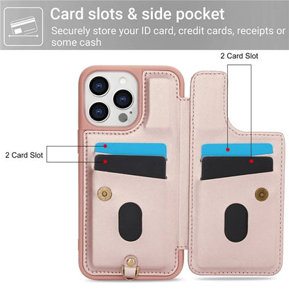 SY-001 For iPhone 15 Pro Max Case Leather Back Phone Cover with Hand Strap + Shoulder Strap