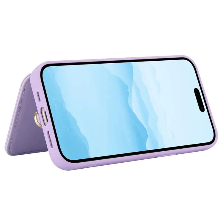 SY-001 For iPhone 15 Pro Max Case Leather Back Phone Cover with Hand Strap + Shoulder Strap