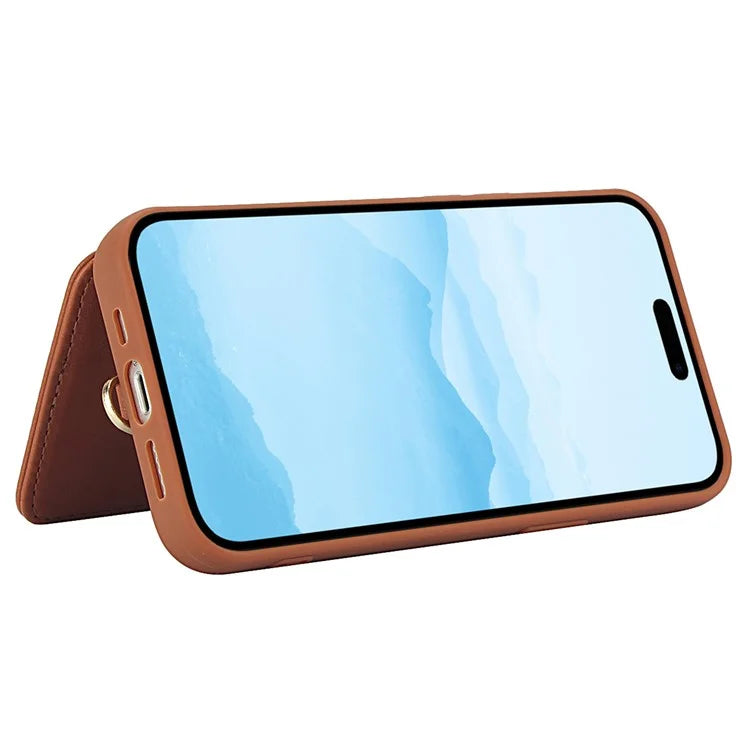 SY-001 For iPhone 15 Pro Max Case Leather Back Phone Cover with Hand Strap + Shoulder Strap