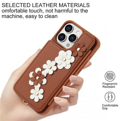 SY-001 For iPhone 15 Pro Max Case Leather Back Phone Cover with Hand Strap + Shoulder Strap