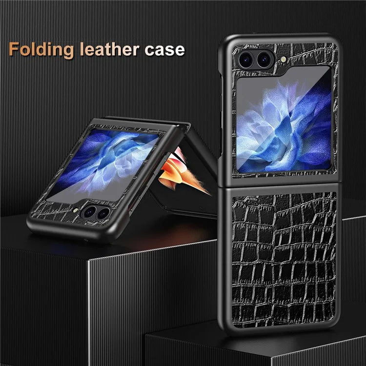 For Samsung Galaxy Z Flip6 5G Case Crocodile Texture Split Leather Phone Cover